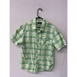 Marco Ecko Cut & Sew Men's Green Plaid Print Short Sleeve Shirt